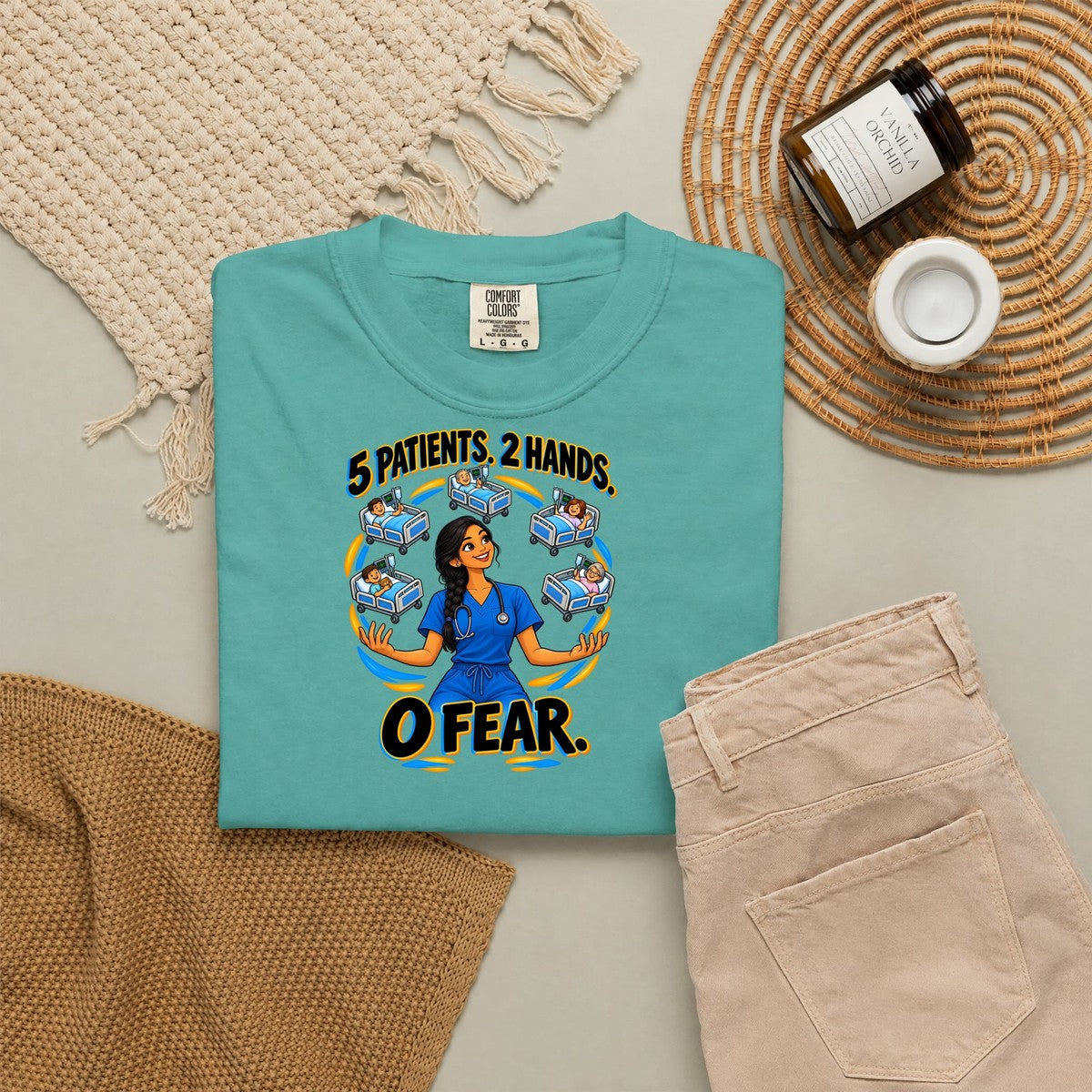 5 Patients 2 Hands 0 Fear Med Surg Nurse Comfort Colors T-Shirt