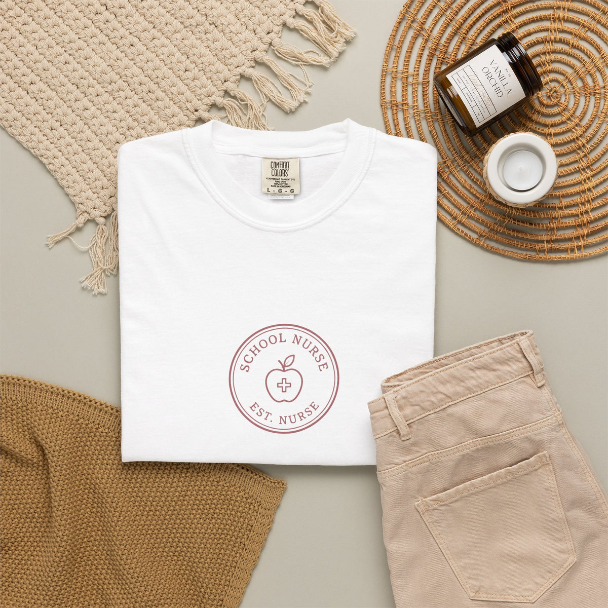 School Nurse Minimal Vintage Badge Comfort Colors T-Shirt