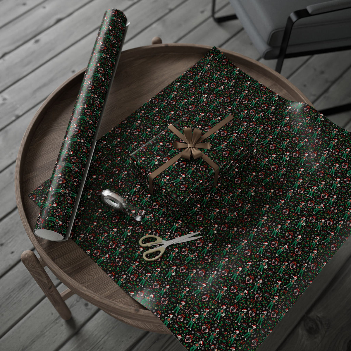 Ho Ho Hold Pressure Skeleton Nurse Christmas Wrapping Paper