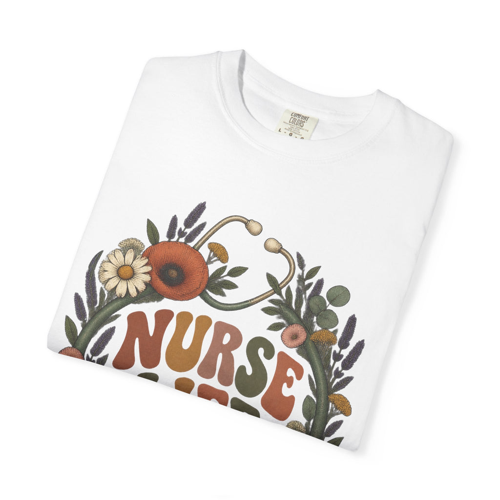 Boho Wildflower Stethoscope Nurse Life Comfort Colors T-Shirt