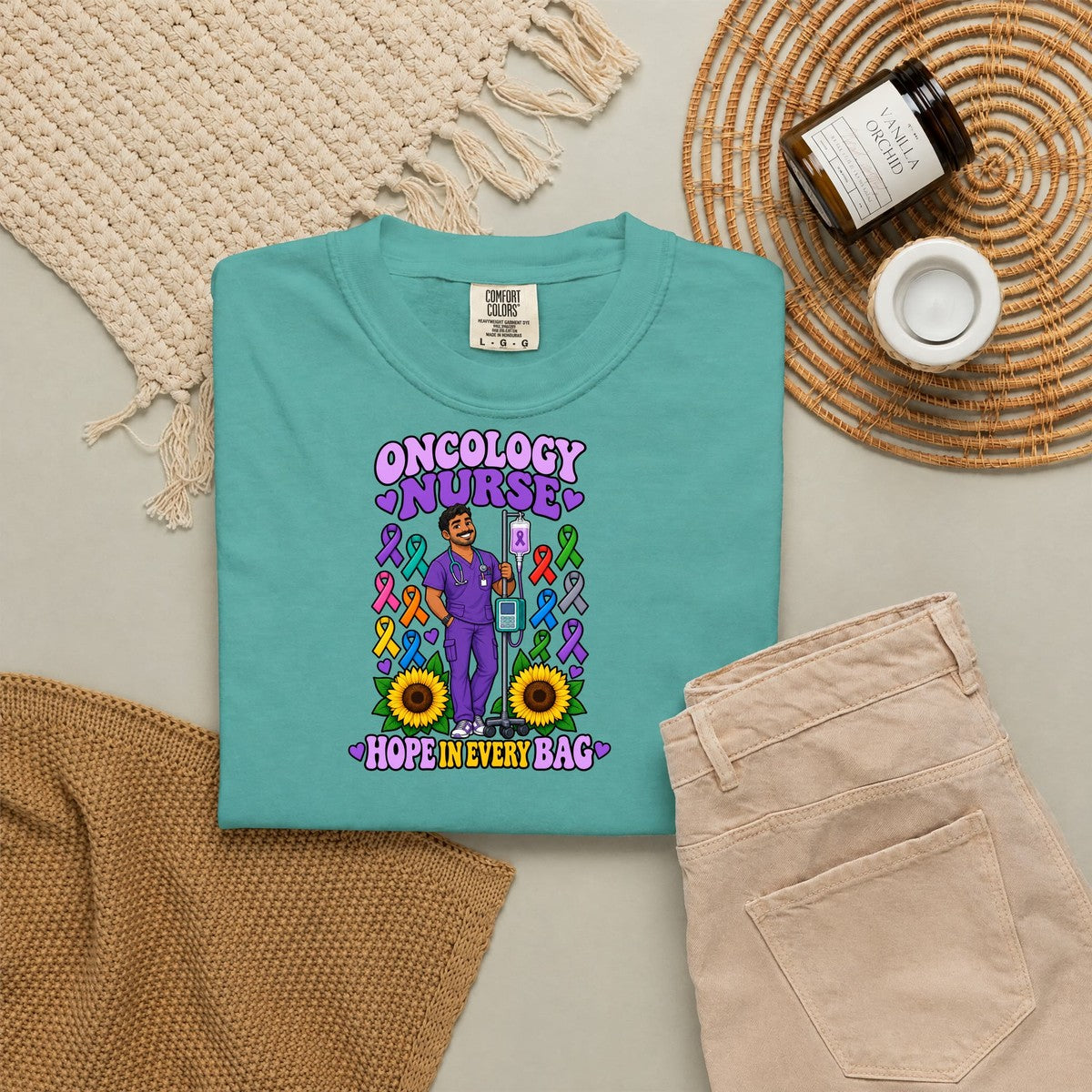 Oncology Male Nurse Hope in Every Bag Tee