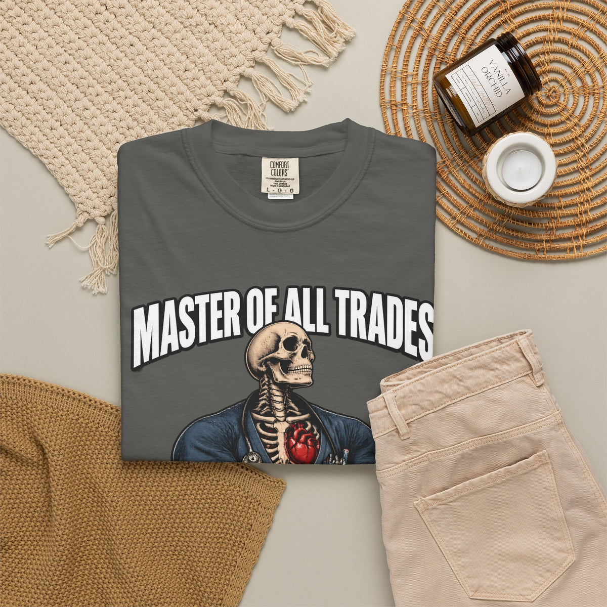 Master of All Trades Skeleton Med Surg Nurse Comfort Colors T-Shirt