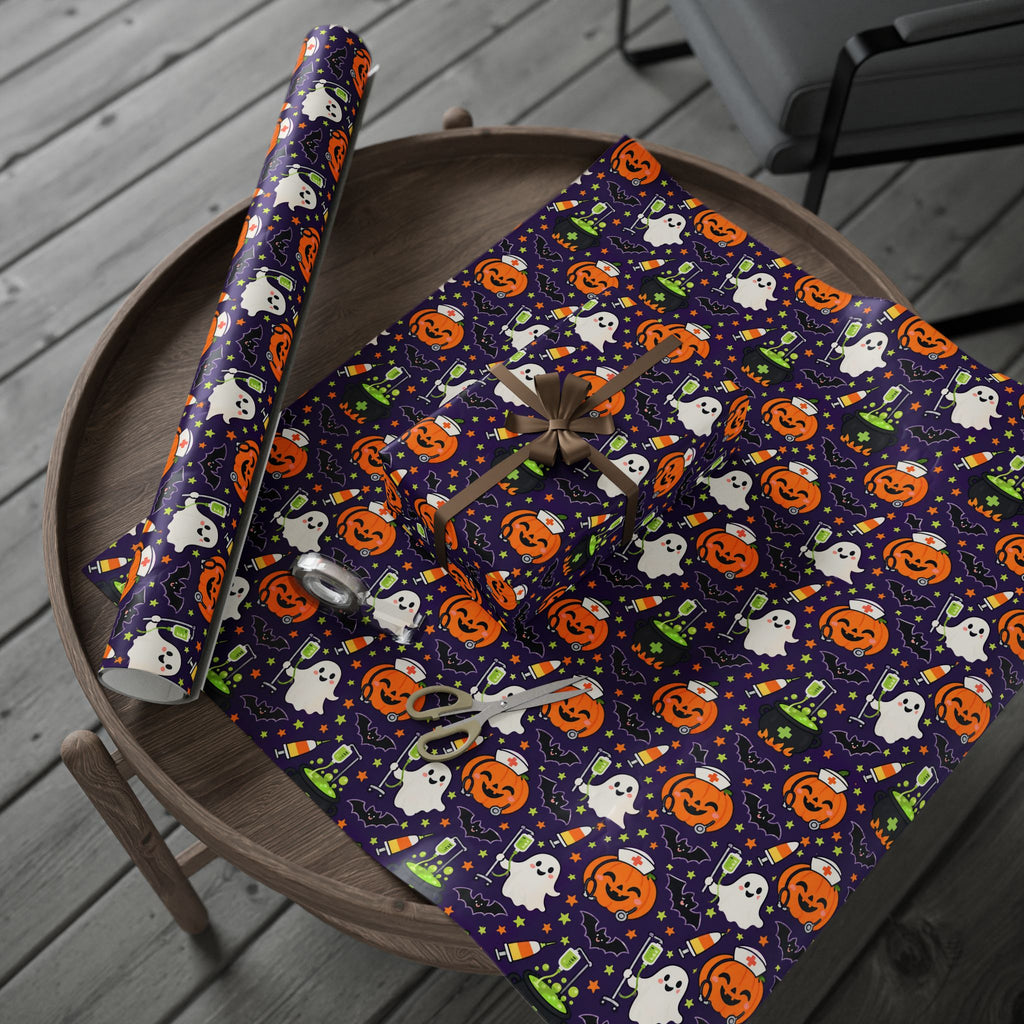 Halloween Nurse Wrapping Paper Pumpkin Nurse