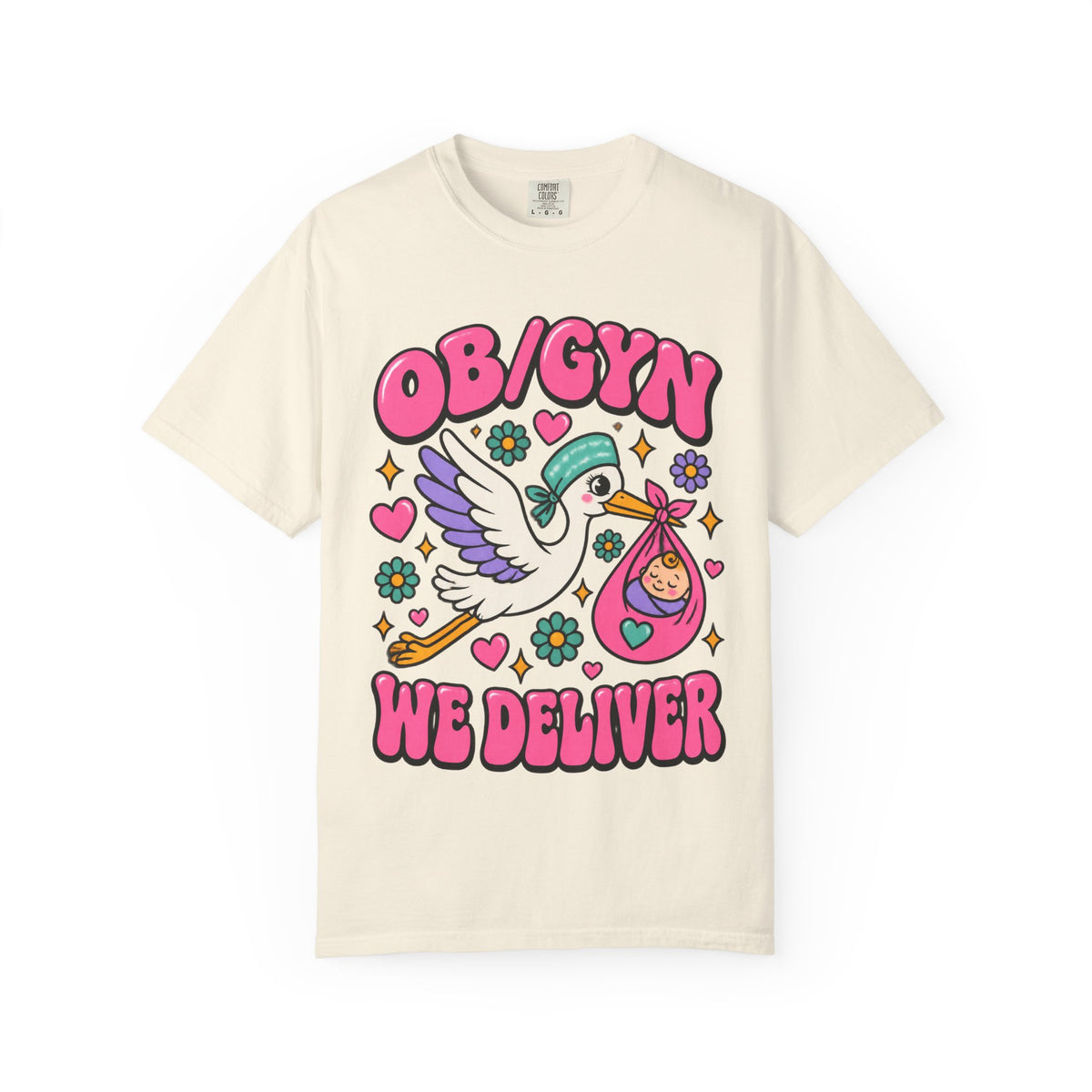 OB/GYN We Deliver Stork Baby Doctor Comfort Colors T-Shirt