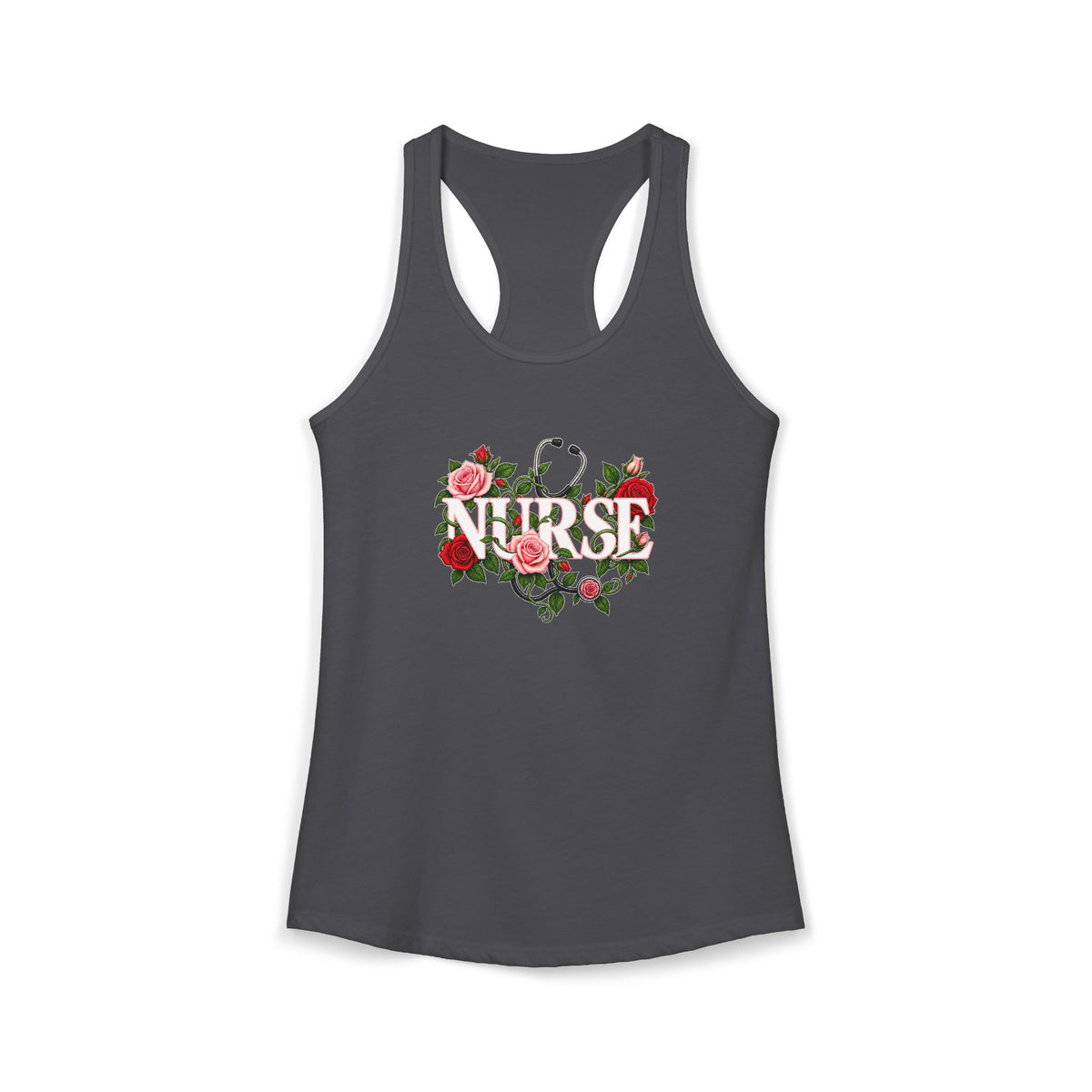 Nurse Roses and Stethoscope Floral Women's Racerback Tank Top