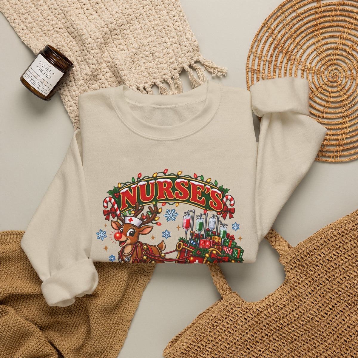 Naughty or Nice List Checked Twice Christmas Nurse Crewneck Sweatshirt