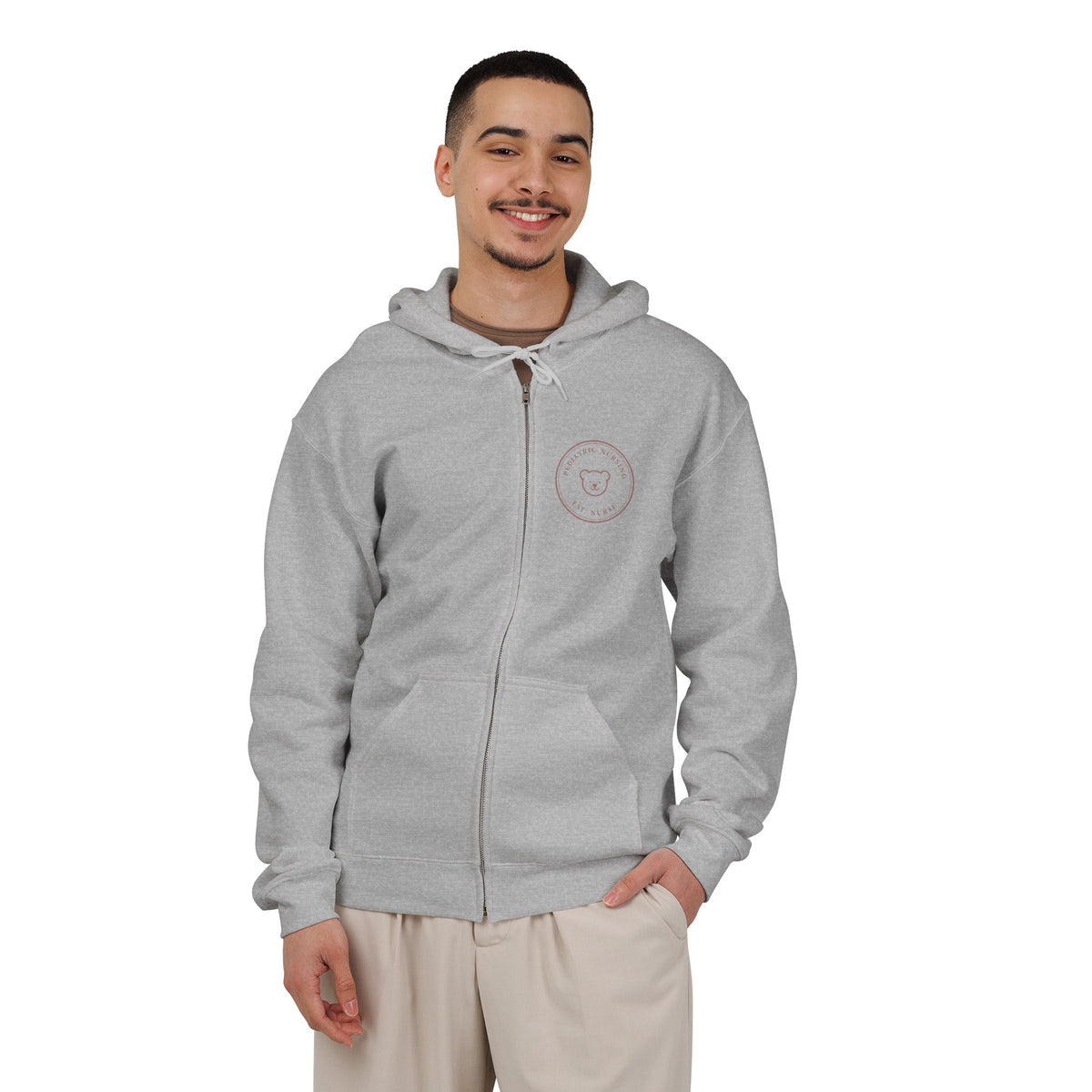 Pediatric Nurse Minimal Vintage Badge Pediatric Nursing Full-Zip Hoodie