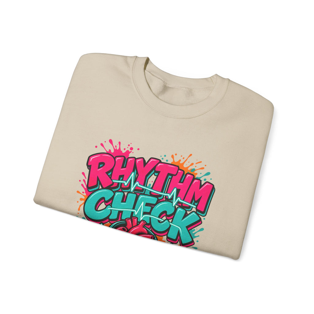 Rhythm Check I Speak Fluent EKG Tele Nurse Crewneck Sweatshirt