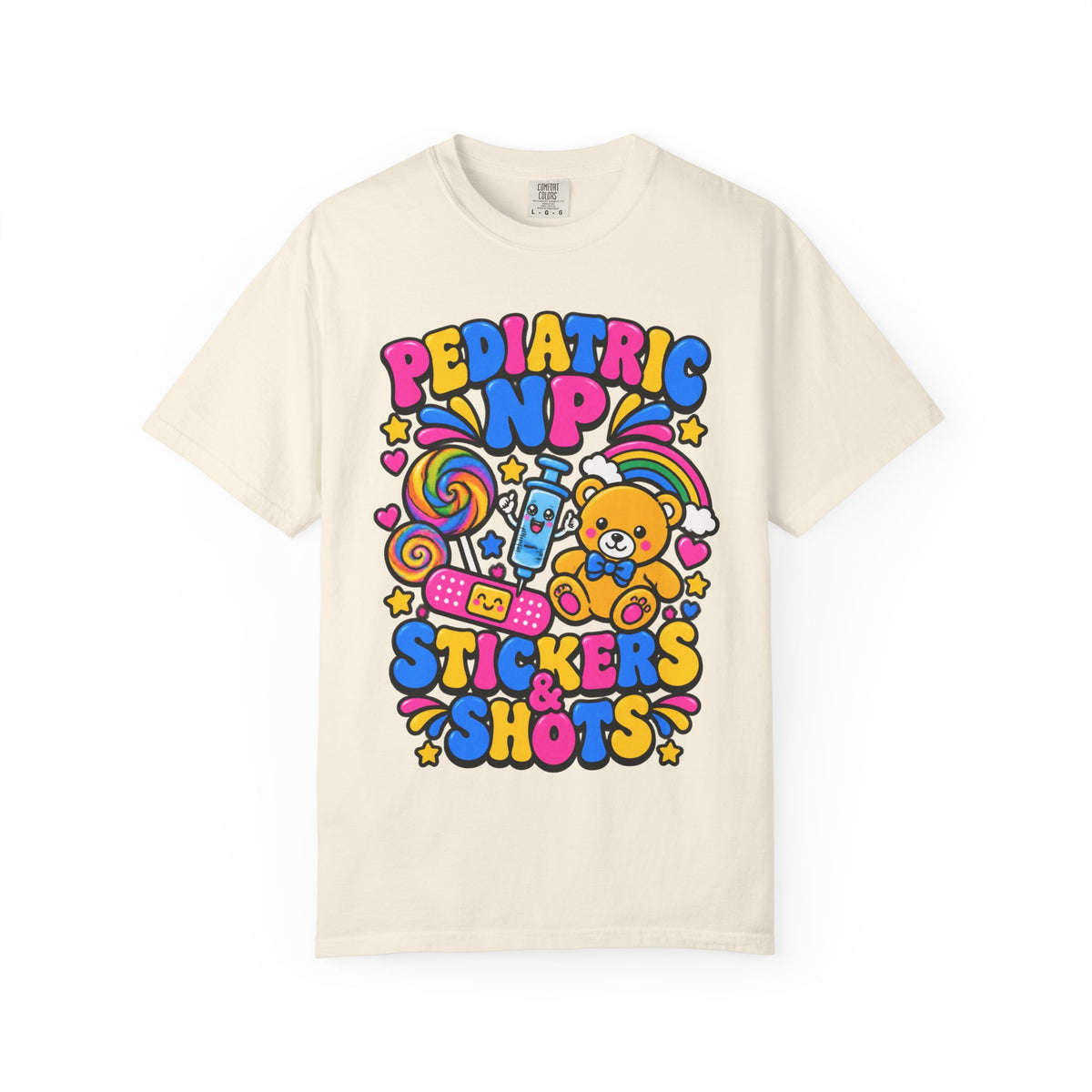 Pediatric NP Stickers and Shots Nurse Practitioner Comfort Colors T-Shirt