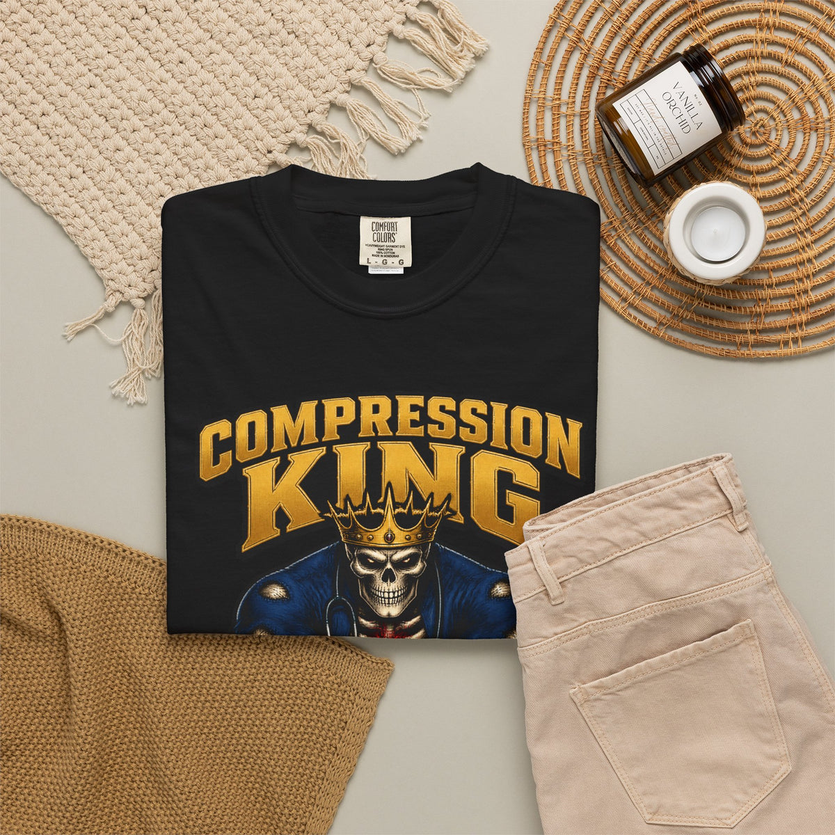 Compression King CPR Skeleton Nurse Comfort Colors T-Shirt