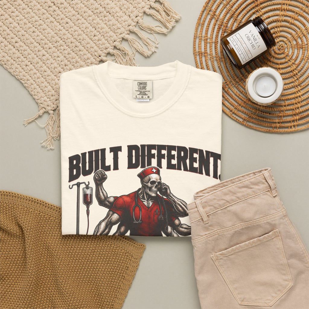 Built Different Staffed Short Skeleton Nurse Comfort Colors T-Shirt