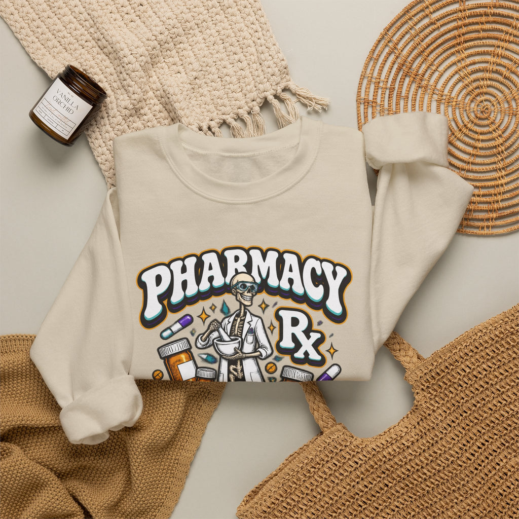 Pharmacy Skeleton Crew Skinny Skeleton Pharmacist Crewneck Sweatshirt