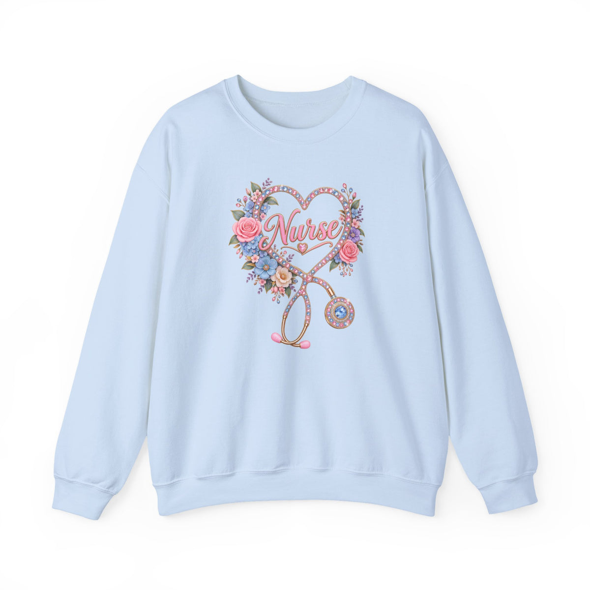 Rhinestone Stethoscope Heart Nurse Crewneck Sweatshirt