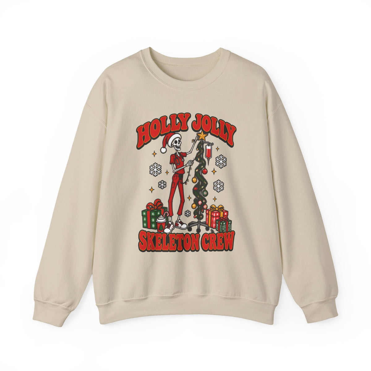 Holly Jolly Skeleton Crew Christmas Nurse Crewneck Sweatshirt
