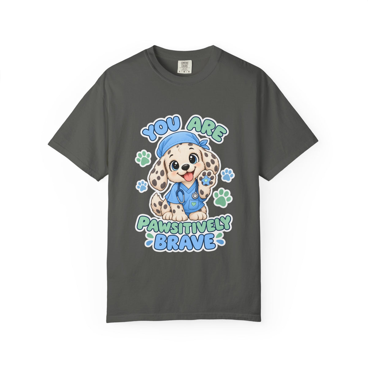 You Are Pawsitively Brave Puppy Peds Nurse Blue Comfort Colors T-Shirt