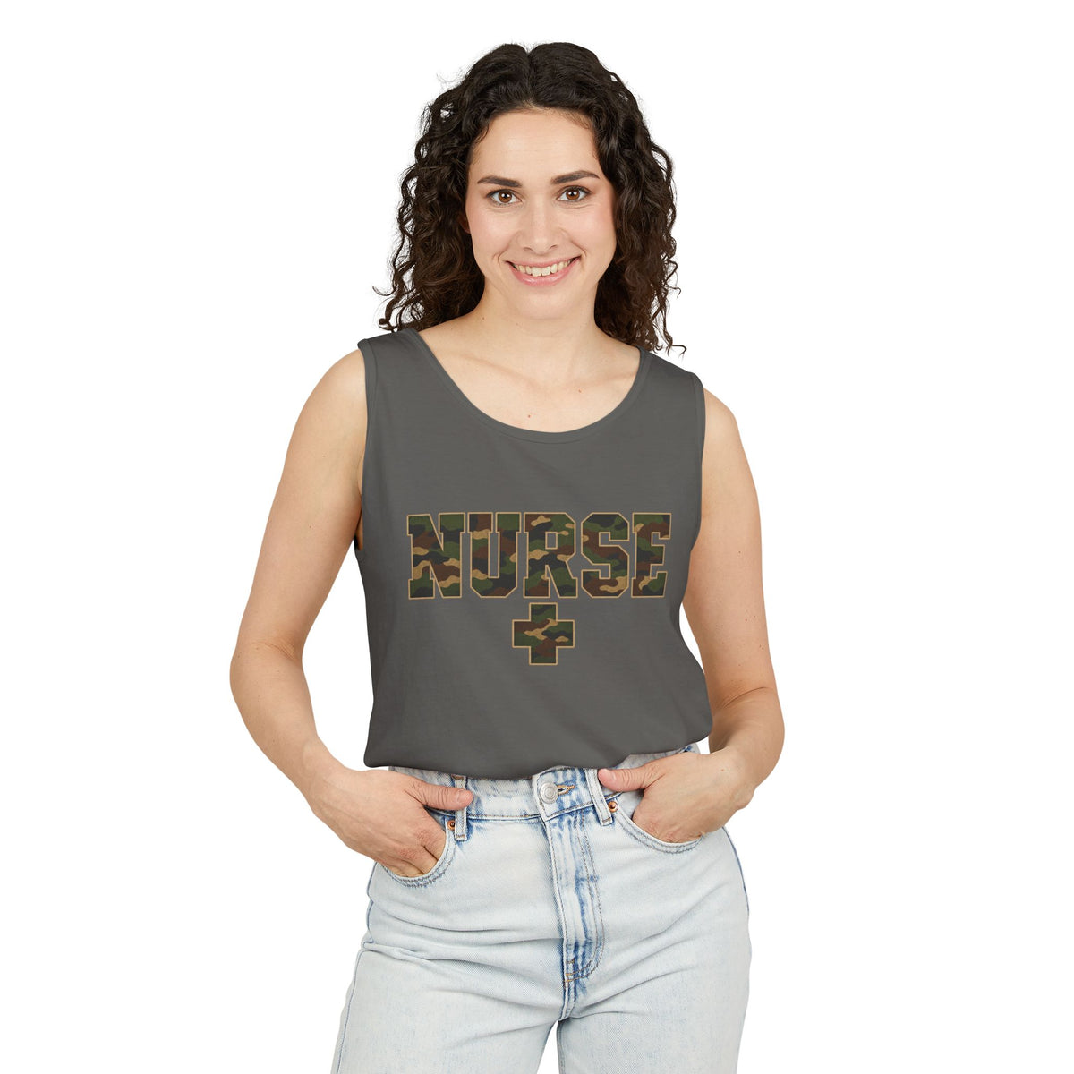Nurse Woodland Camo Comfort Colors Tank Top