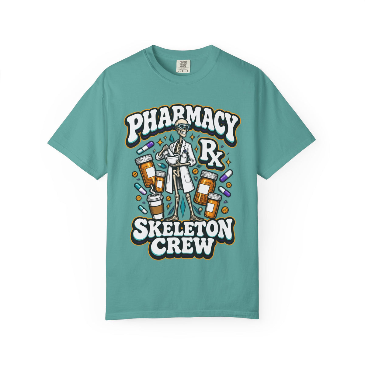 Pharmacy Skeleton Crew Skinny Skeleton Pharmacist Comfort Colors T-Shirt