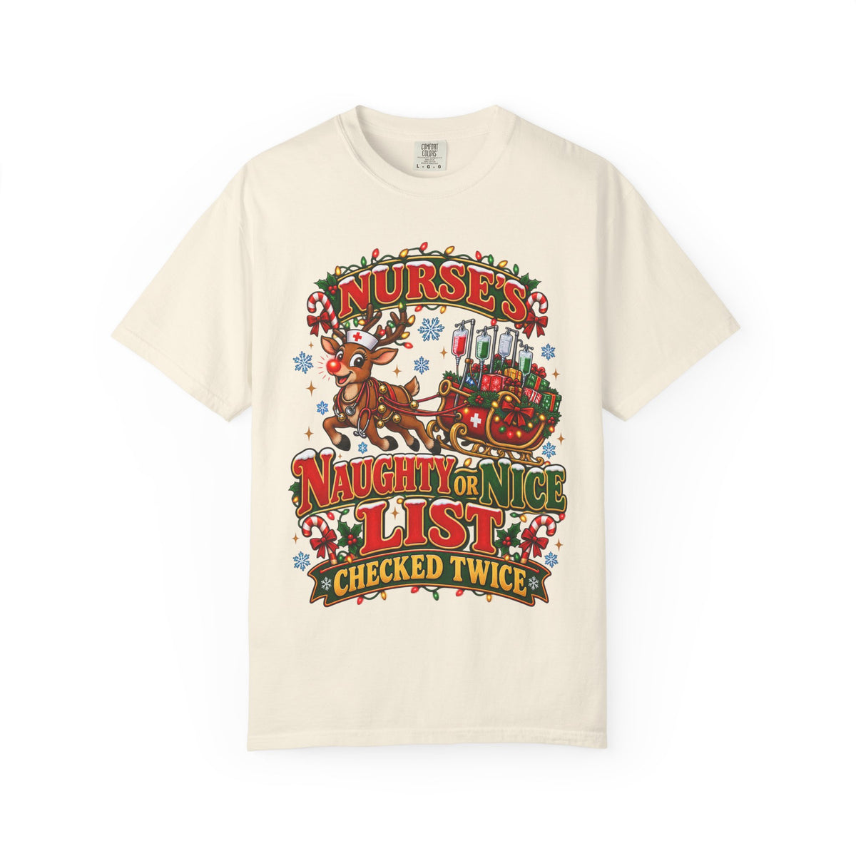 Naughty or Nice List Checked Twice Christmas Nurse Comfort Colors T-Shirt