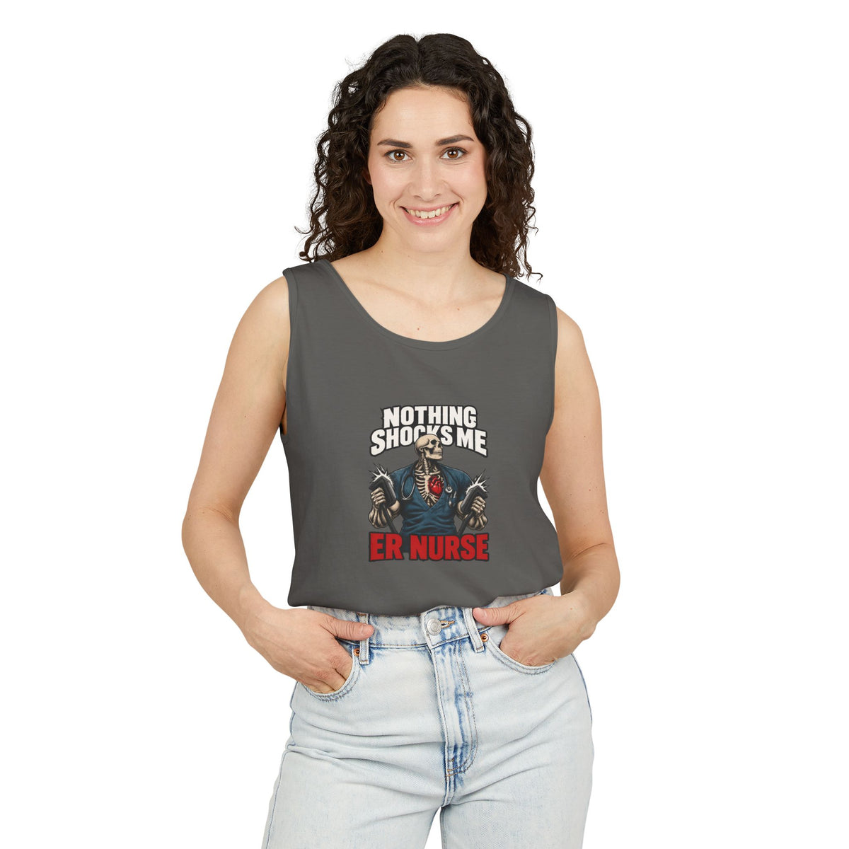 Nothing Shocks Me Skeleton ER Nurse Comfort Colors Tank Top