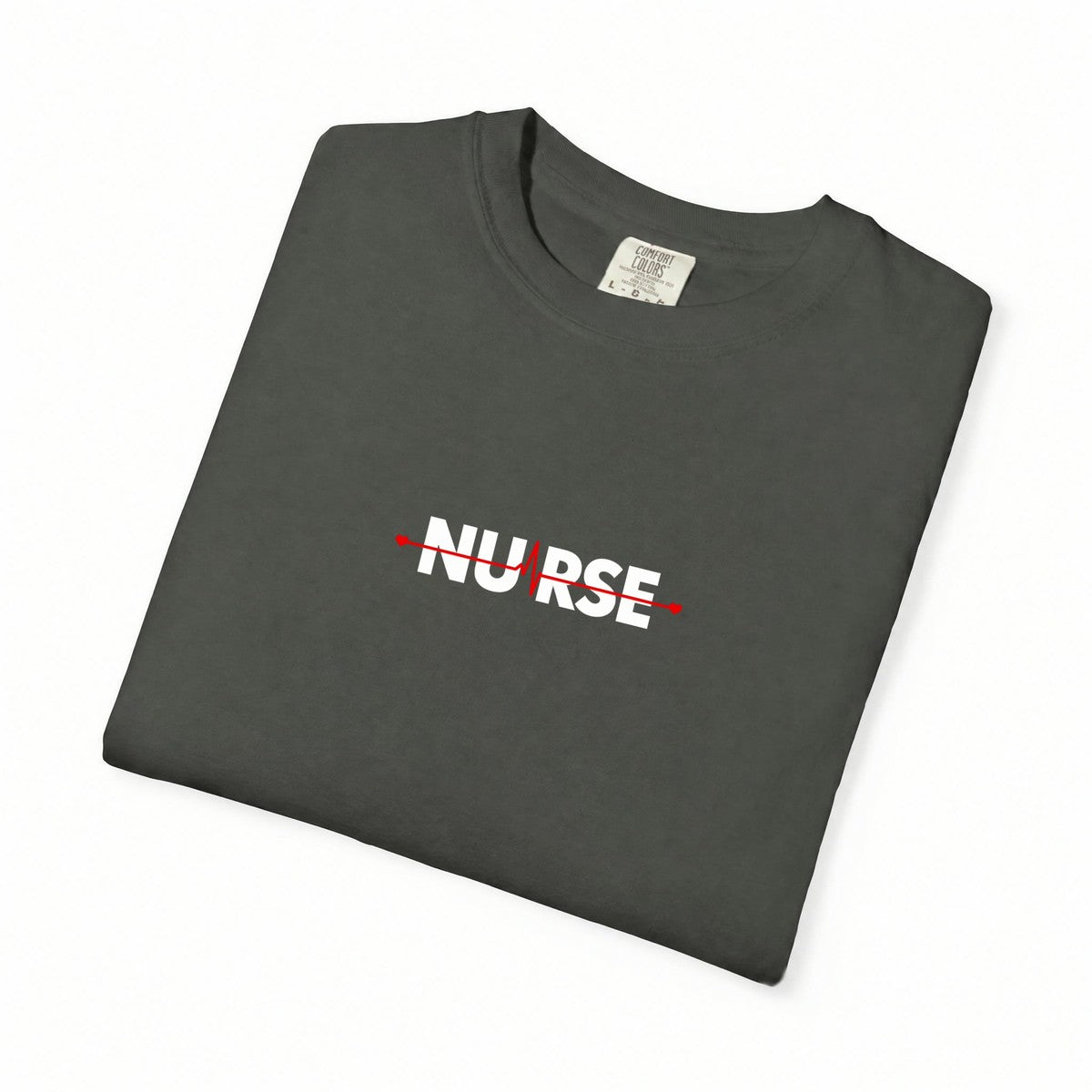 Nurse Heartbeat EKG Line Comfort Colors T-Shirt folded