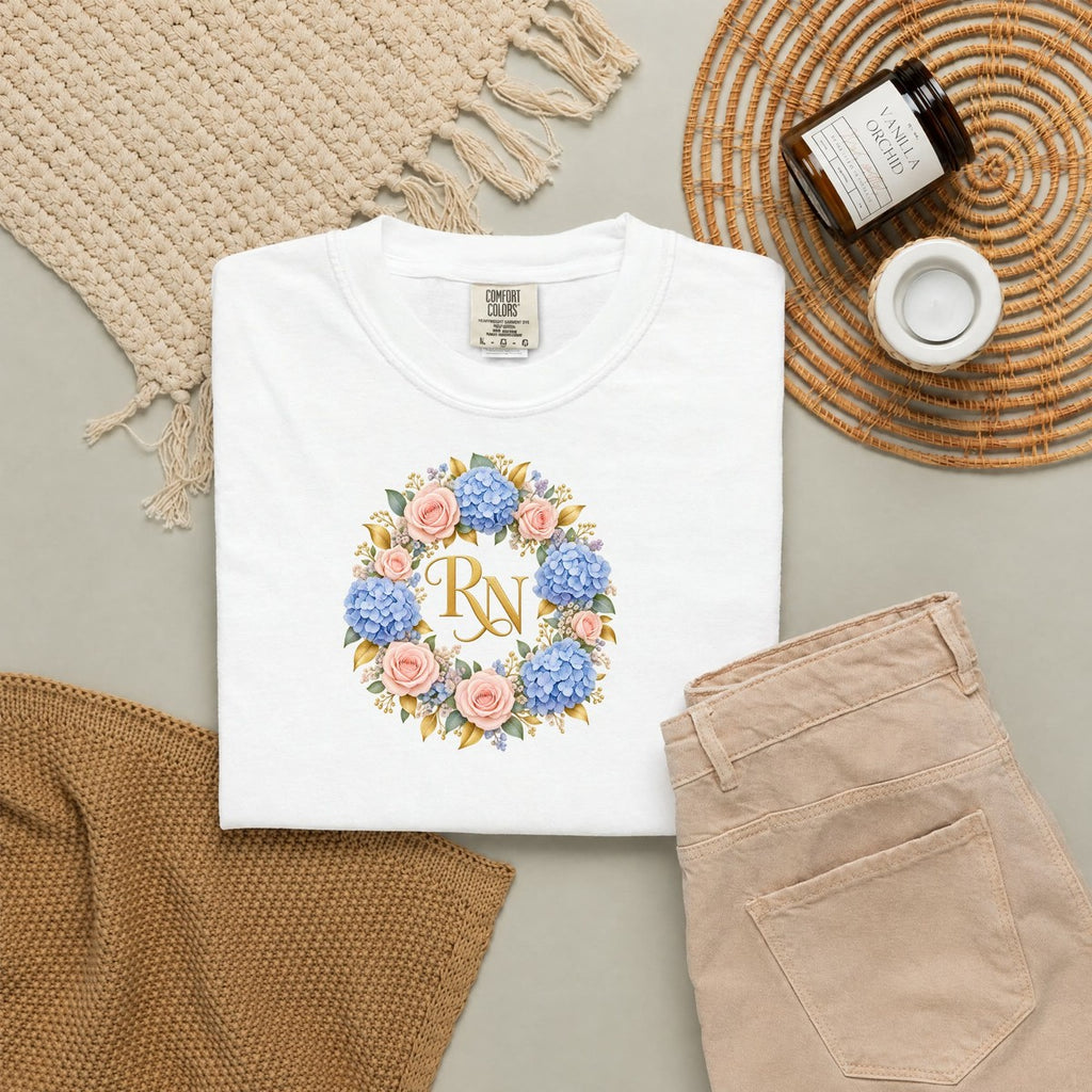 Hydrangea Wreath RN Tee