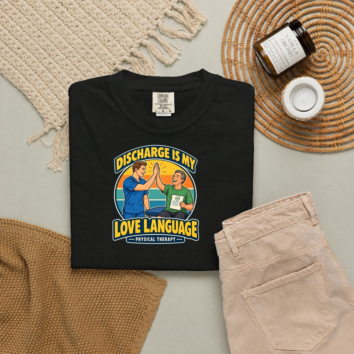 Discharge Is My Love Language Male Physical Therapist Comfort Colors T-Shirt