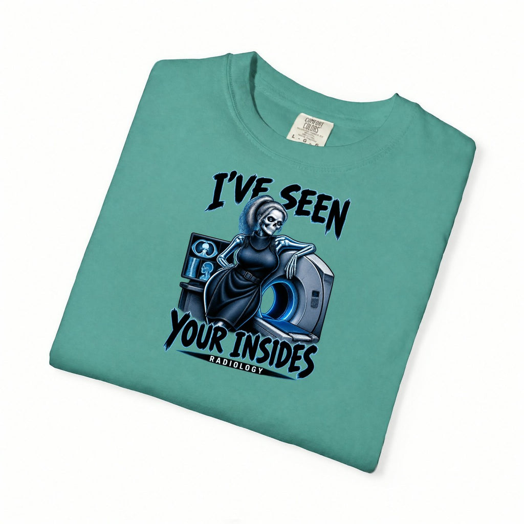 I've Seen Your Insides Radiology Skeleton Rad Tech Comfort Colors T-Shirt folded