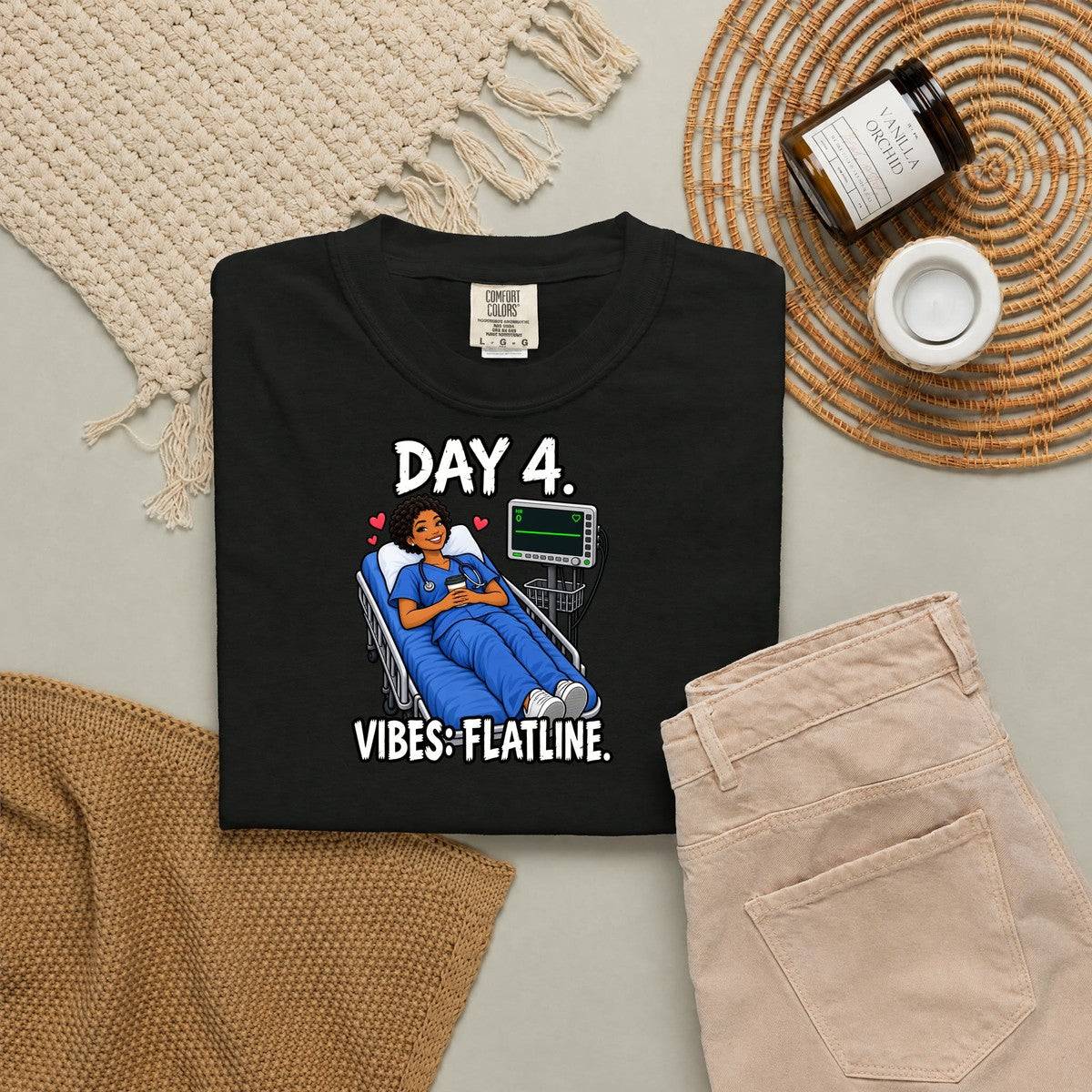 Day 4 Vibes Flatline Nurse Tee (Short Natural)