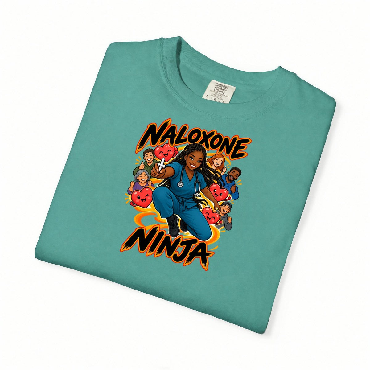 Naloxone Ninja ER Nurse Tee (Box Braids)
