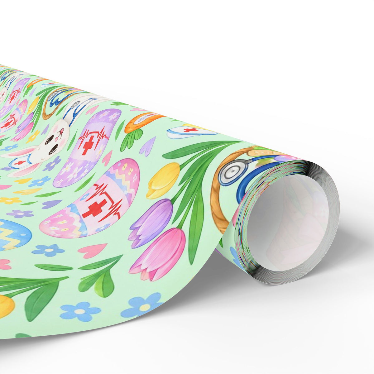 Easter Nurse Wrapping Paper Bunny Nurse and Eggs