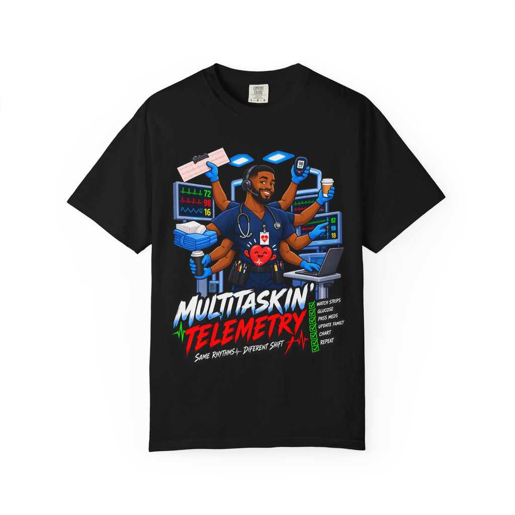 Multitaskin' Telemetry Same Rhythms Different Shift Tele Male Nurse Tee