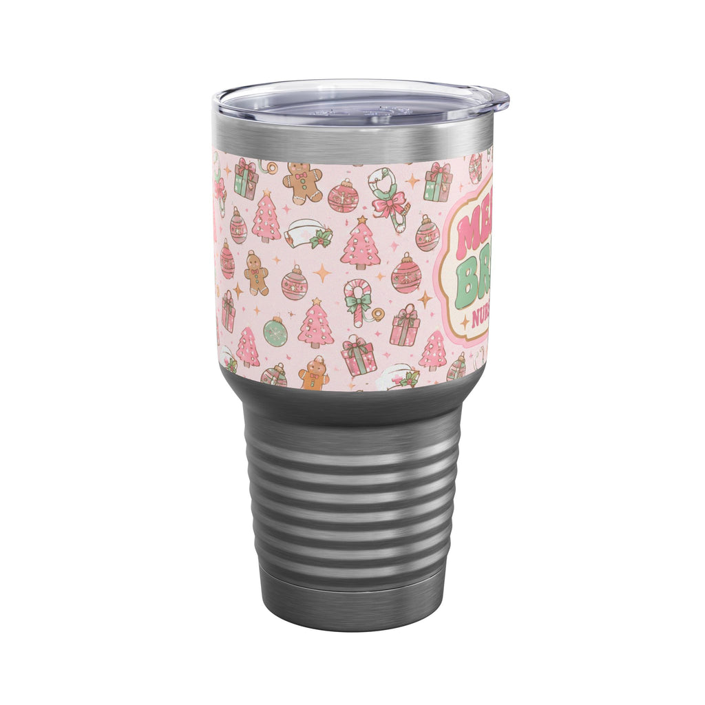 Merry and Bright Nurse Mode Pink Christmas 30oz Tundra Tumbler