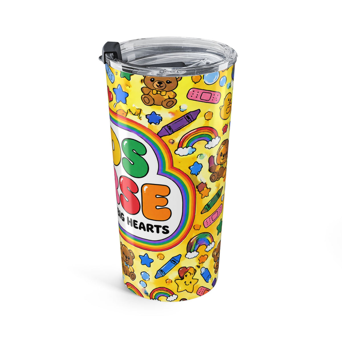 Peds Nurse Tiny Humans Big Hearts Rainbow 20oz Skinny Tumbler