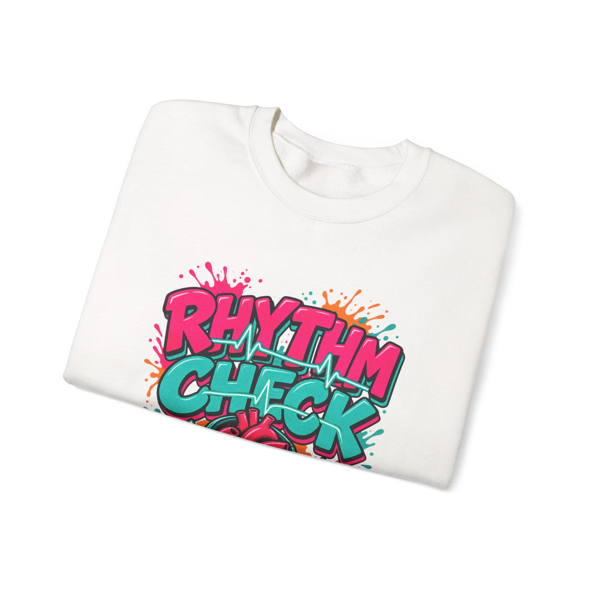 Rhythm Check I Speak Fluent EKG Tele Nurse Crewneck Sweatshirt