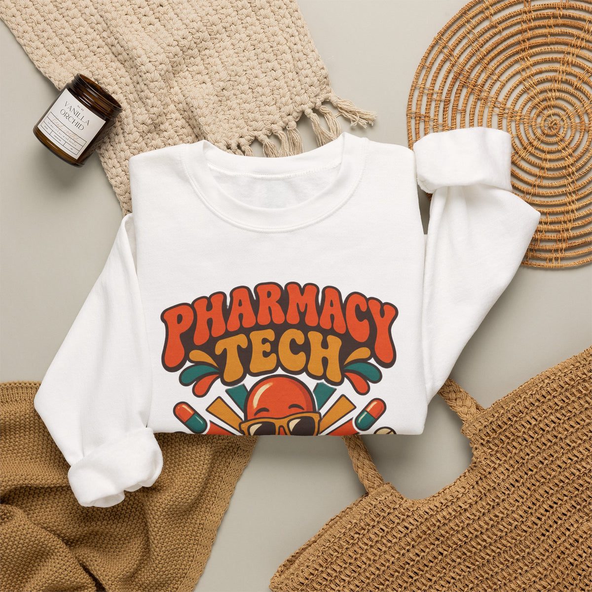 Pharmacy Tech Keeping You Well One Script at a Time Retro Crewneck Sweatshirt