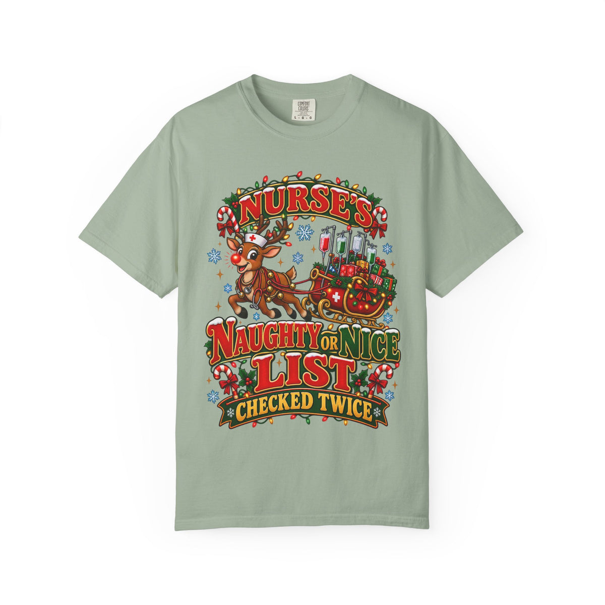 Naughty or Nice List Checked Twice Christmas Nurse Comfort Colors T-Shirt
