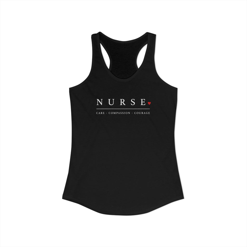 Nurse Care Compassion Courage Minimal Women's Racerback Tank Top