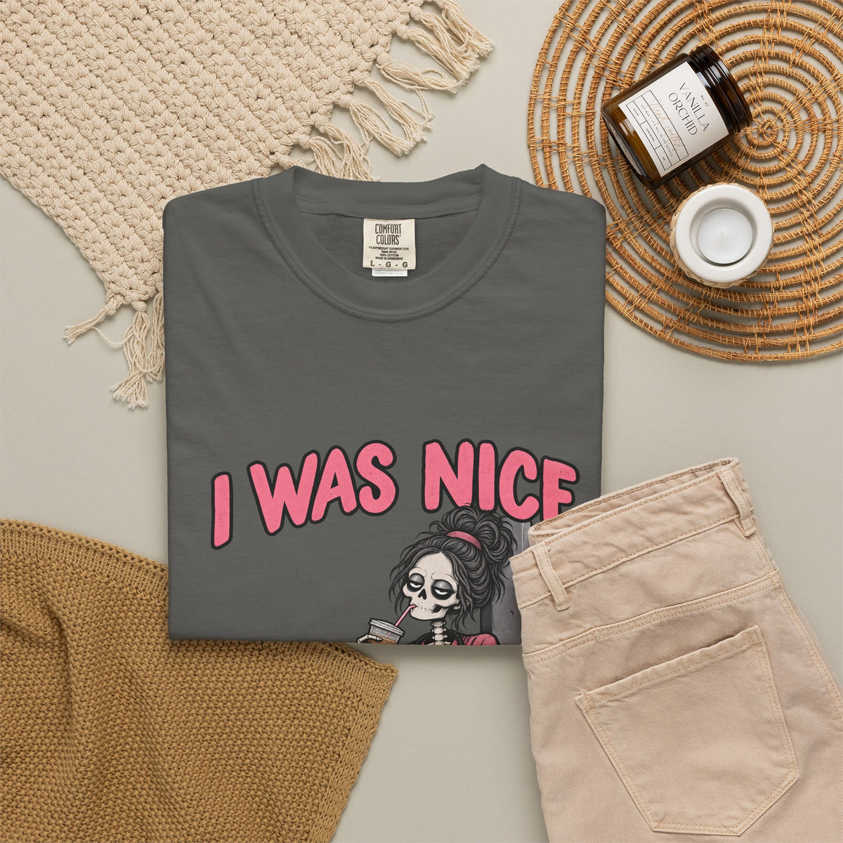 I Was Nice on Shift One Skeleton Nurse Comfort Colors T-Shirt