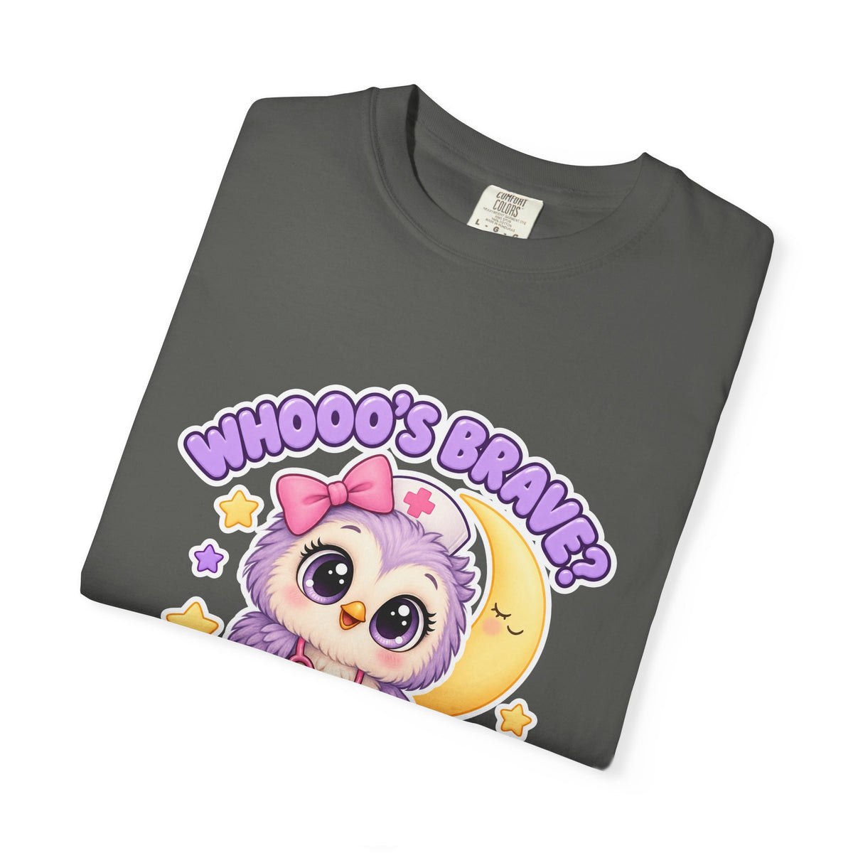 Whooo's Brave You Are Owl Peds Nurse Pink Comfort Colors T-Shirt