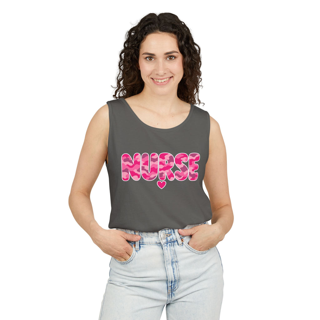 Nurse Pink Camo Comfort Colors Tank Top