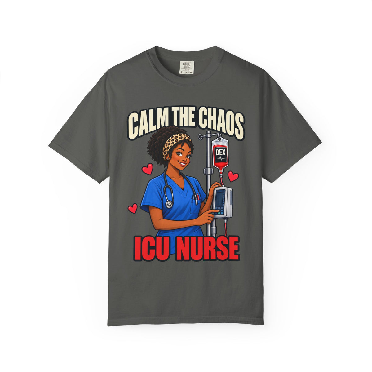 Calm the Chaos Dex ICU Nurse Tee (Short Natural)