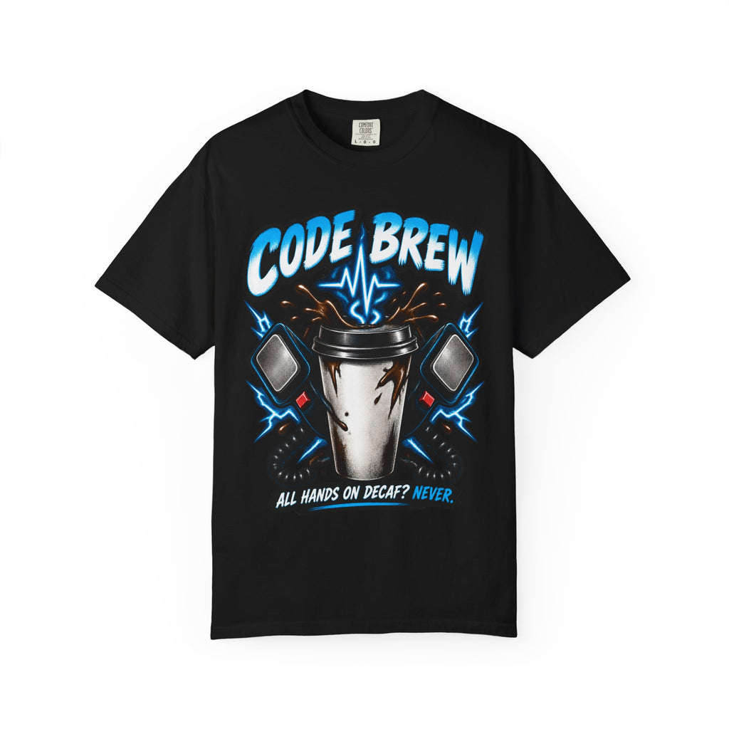 Code Brew Coffee Nurse Funny Code Blue Caffeine Comfort Colors T-Shirt