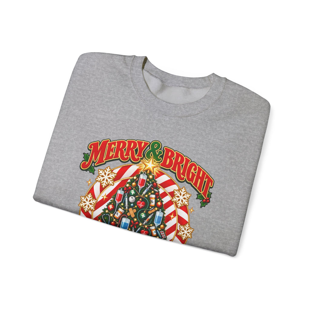 Merry & Bright Nurse Mode Christmas Tree Crewneck Sweatshirt