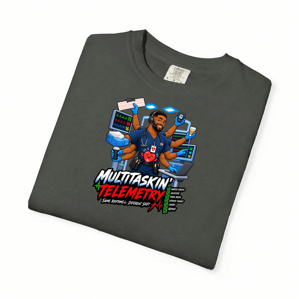 Multitaskin' Telemetry Same Rhythms Different Shift Tele Male Nurse Tee