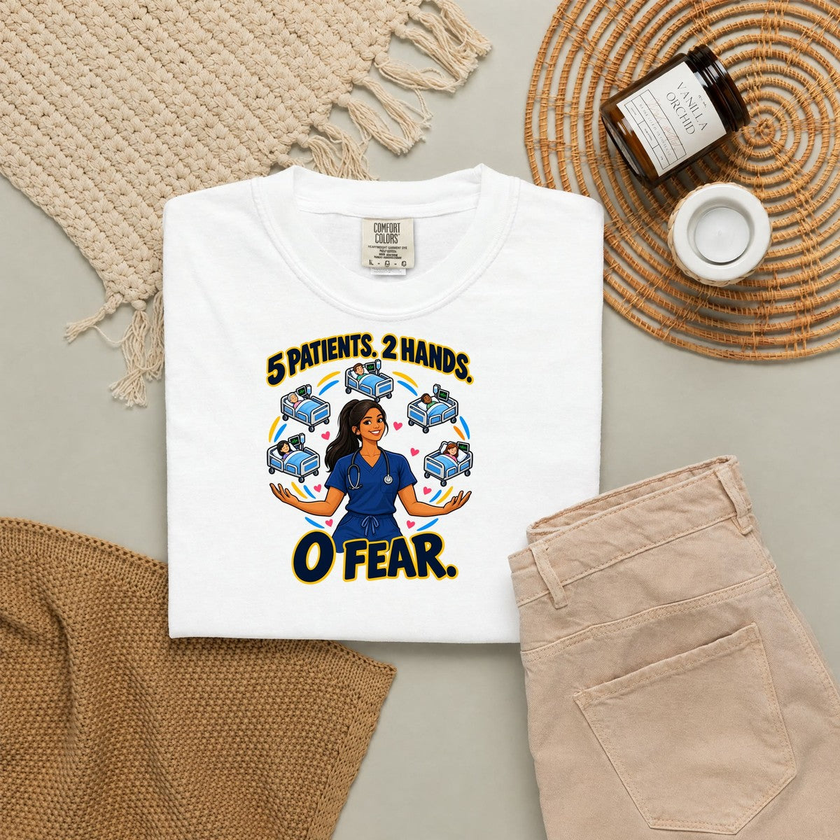 5 Patients 2 Hands 0 Fear Med Surg Women's Nurse Tee