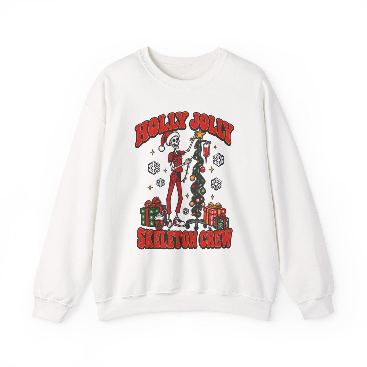 Holly Jolly Skeleton Crew Christmas Nurse Crewneck Sweatshirt