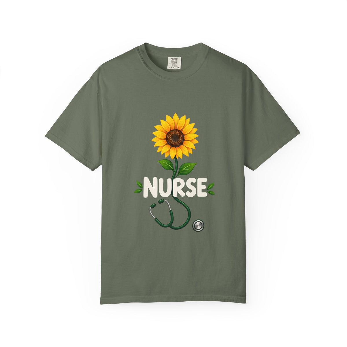 Nurse Sunflower Stethoscope Floral Comfort Colors T-Shirt