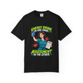 Energy Drink in One Hand Assessment in the Other Nurse Tee (Sleek Bob)
