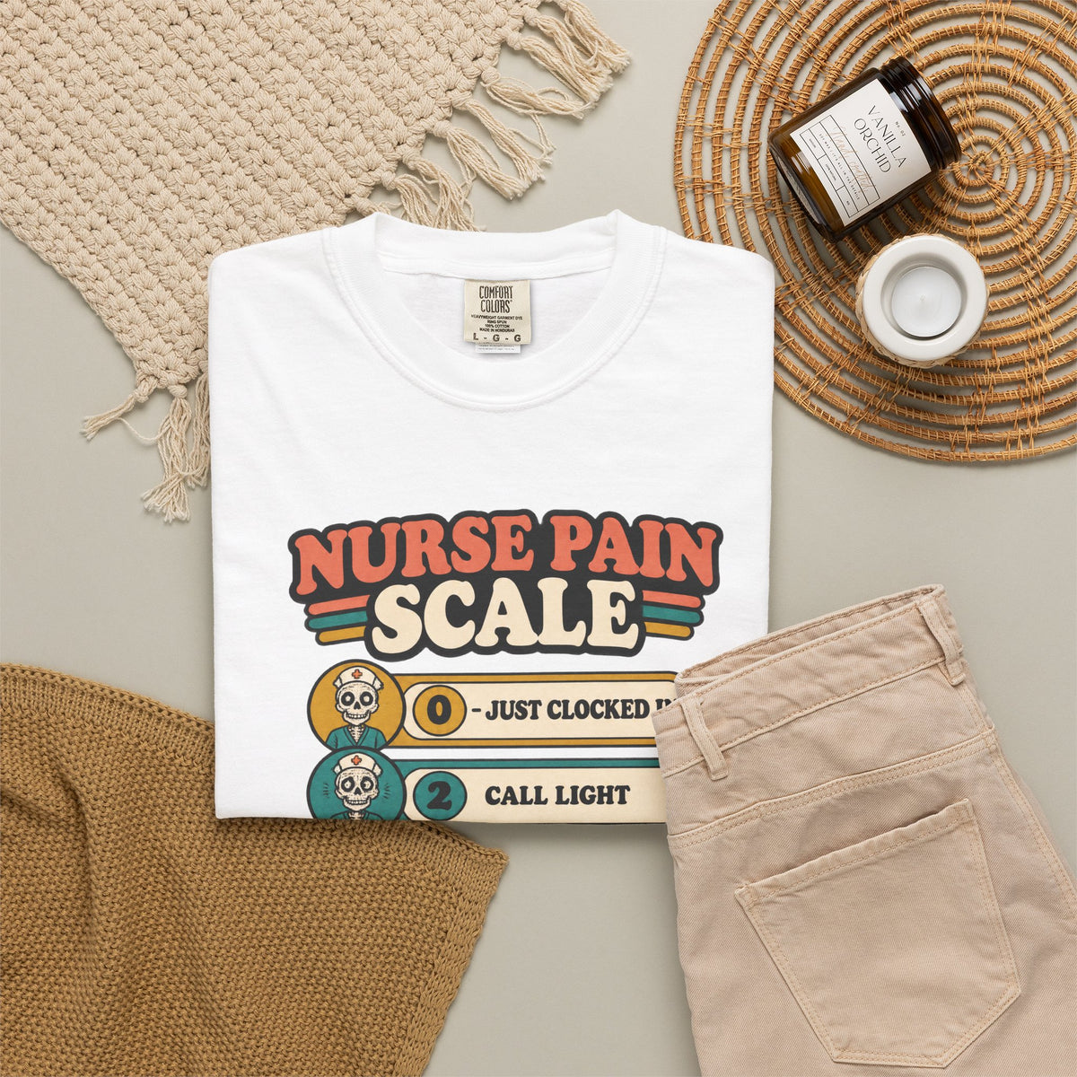 Nurse Pain Scale Funny Skeleton Nurse Comfort Colors T-Shirt