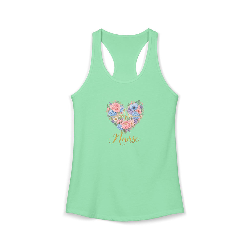 Watercolor Heart EKG Nurse Women's Racerback Tank Top
